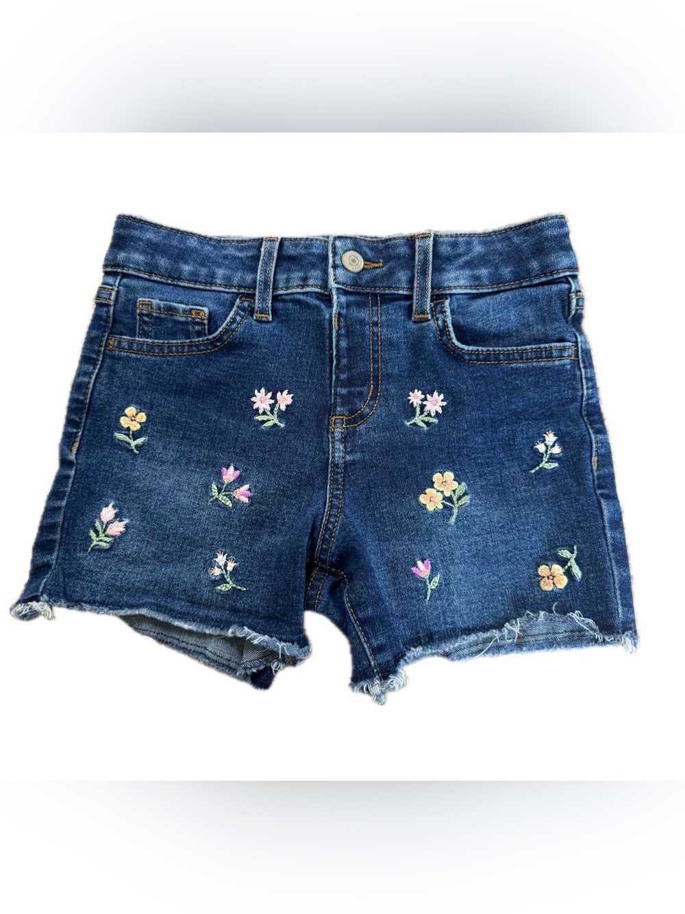 jumping beans Dark Blue Denim Shorts with Floral Embroidery